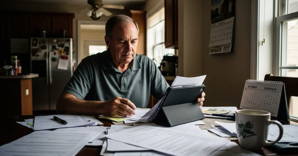 Man in Florida reviewing medicare documents