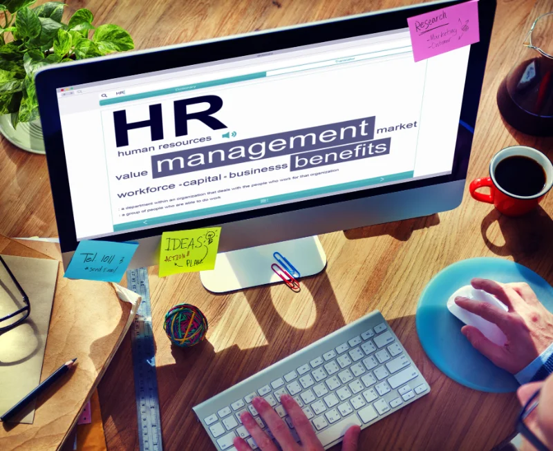 Human Resources Word Cloud on a desktop computer screen